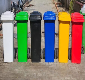 120L Recycling <b>Plastic</b> Dustbin Standing Outdoor Trash Can with Rolling Cover Removable Waste <b>Storage</b> <b>Bin</b> - Product Image 5