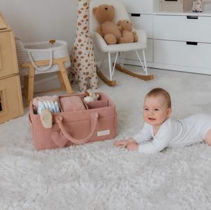 Panier de rangement portable pour la crèche avec compartiments amovibles, organiseur de couches pour bébé, accessoires essentiels pour nouveau-nés - Product Image 4