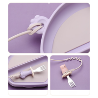 Offre Spéciale 2024 ensemble de vaisselle pour bébé assiette en silicone avec chaîne anti-chute aspiration personnalisée de qualité alimentaire pour les enfants à manger