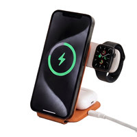 Station de charge sans fil multi-appareils en cuir, chargeur 3 en 1 pour Apple, Watch, TWS