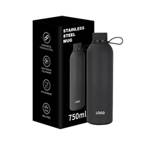 Botol minum olahraga termos vakum berinsulasi stainless steel berlapis karet dengan mulut sempit untuk hiking dan berkemah