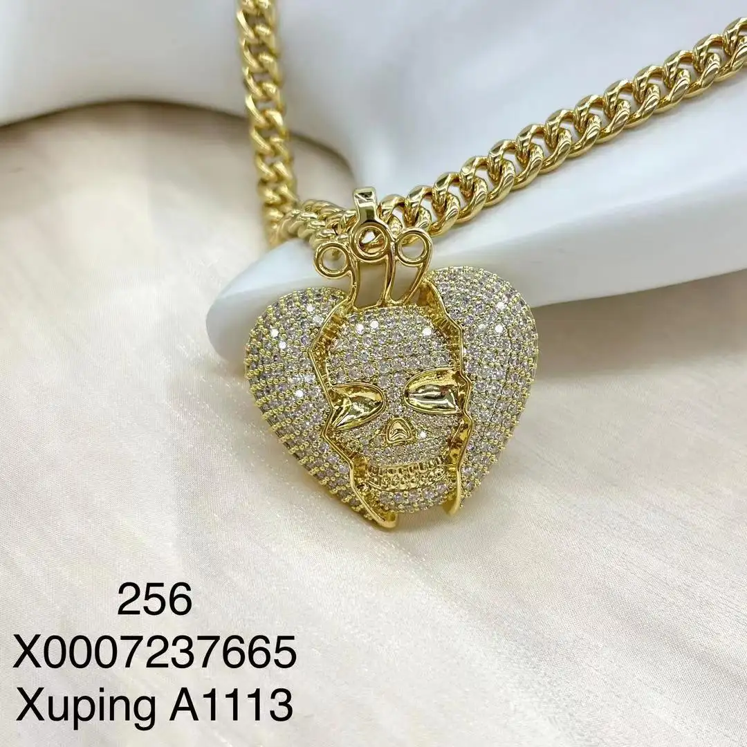 Xuping 새로운 트렌디 14K 골드 컬러 도금 CZ 나비 펜던트 목걸이 힙합 쥬얼리