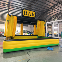 Plateforme flottante gonflable commerciale avec bar et canapé, avec auvent, pour piscine, bar aquatique, idéale pour les centres de villégiature, les fêtes en jardin, les adultes, l'extérieur et l'été