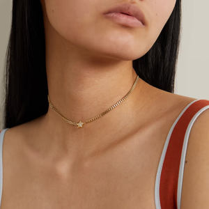 Psj personnalisé 14 carats plaqué or argent Sterling <span class=keywords><strong>Super</strong></span> <span class=keywords><strong>Duper</strong></span> étoile étoile chaîne à maillons 925 pendentif collier cubain pour les femmes - Product Image 3