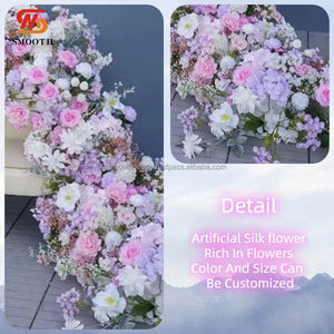 SMOOTH Pink Velvet Artificial <b>Silk</b> Rose Flower Runner for Wedding Decoration 1.8-2.4m Size Broken Asymmetric Design - Product Image 2