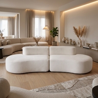 Ensemble de canapés d'angle modulaires modernes, forme semi-circulaire, design sans accoudoirs avec dossier divisé, revêtement en tissu, rembourrage en éponge, pour appartement et villa