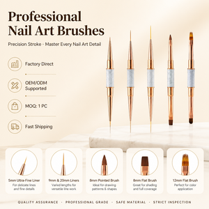 Pinceau à ongles multifonctionnel avec logo personnalisé, poils en nylon, manche en métal pour salon de manucure - Product Image 1