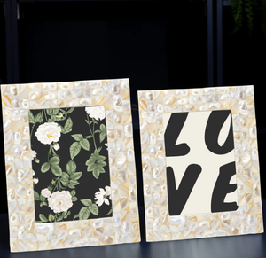 Juego de 2 elegantes marcos de fotos de perlas, marcos de fotos de mesa decorativos de 4x6 o 5x7 pulgadas para sala de estar, dormitorio, regalo de boda - Product Image 4