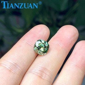Cuscino taglio diamante verde con gemma Moissanite sciolta di colore giallo per realizzare gioielli - Product Image 4