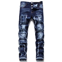 Nouveaux jeans droits élastiques de style européen et américain pour hommes à la mode rétro