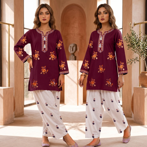 Ensemble de costume pour femme ZETRO FARSHI VOL II EMB 2 pièces 100% coton crêpe respirant - Product Image 3