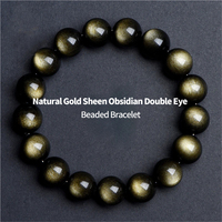 Bracelet en perles de tungstène naturel de qualité 7A à double œil – Bijou unisexe artisanal de style audacieux en pierres précieuses