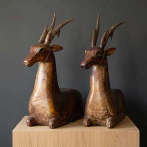 Statues de cerfs rustiques en bois, décorations artisanales, 2 pièces, ornement pour salon - Product Image 5