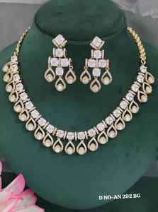 Luxury Mehandi Plated CZ Moissanite Kundan <b>Statement</b> <b>Necklace</b> for Women Bridal Wedding Reception Party Ethnic Fashion Jewelry - Product Image 2