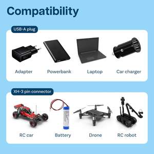 USB <b>Charger</b> Cable 7.4V <b>LiPo</b> & Li-ion <b>Batteries</b> 2X USB XH-3P Connector 1A 2S Charge Adapter RC Drones Quadcopters Made in China - Product Image 4