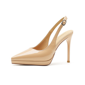 Zapatos de Tacón Alto para Mujer 1086B, Diseño Slingback, Punta en Pico, Tacón de Aguja, Color Sólido, Decoración con Hebilla, Tendencia de Moda - Product Image 5