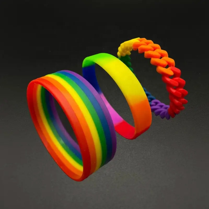 Atacado de alta qualidade personalizado Rainbow Silicone Bracelets Silicone Wristband