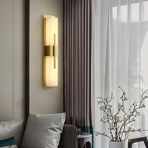Trục đôi sconce sang trọng hiện đại Brass Alabaster hình chữ nhật bóng râm tường ánh sáng nhà máy cung cấp bán buôn OEM ODM đặt hàng số lượng lớn - Product Image 2