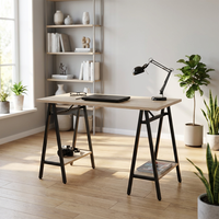 Bureaux d'ordinateur de style moderne avec étagère, table d'étude en bois, support pour ordinateur portable à domicile, table d'ordinateur à structure métallique, bureau