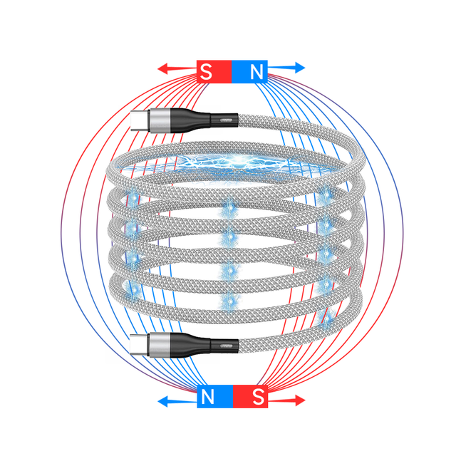 Factory Bio Pd 60w Type C to Type C Magnetic Portable Magic Magnet Charger Cable Braided Usb C Magnetic 1M Fast Charging Cord