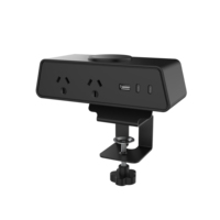 Multiprise de bureau/table OMNI moderne avec charge sans fil, en ABS et aluminium, avec 1 port USB-A et 2 ports USB-C à charge rapide pour le bureau