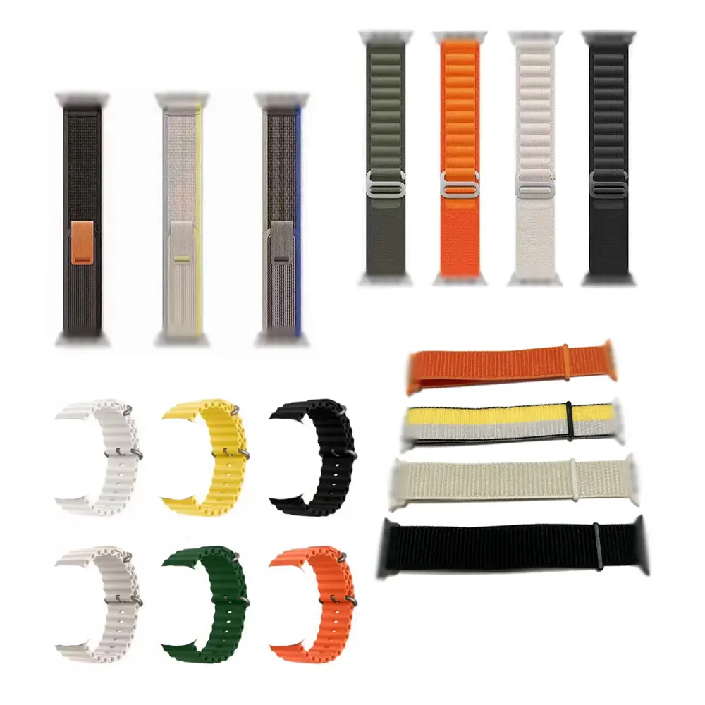 Series 7 8 Smartwatch Belt Silicone Nylon Leather Steel Metal Watchband Replacement Strap 44 45 49mm Ocean Ultra Watch Band