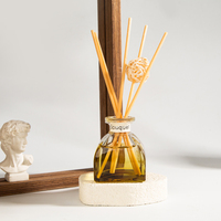 Diffuseur d'huiles essentielles aromathérapeutiques longue durée 50 ml, diffuseur de parfum d'ambiance avec bâtonnets et fleurs séchées