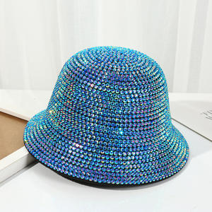 Chapeau de pêcheur pour <span class=keywords><strong>femme</strong></span>, haut de gamme, entièrement orné de strass en cristal coloré et de diamants brillants, style Go Party, pour spectacle - Product Image 4