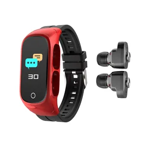 2024 Newest 2 In 1 N8 Bracelet BT Dual Calling Push Music Camera Wearable Devices Sport Watch N8 Watch With Tws Earbuds