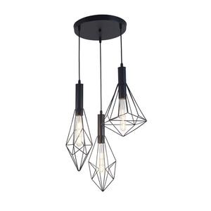 Lámpara Colgante LED Negra de Hierro Forjado Estilo Retro Americano, Diseño Creativo de Tres Cabezas Combinadas Tipo Três Mosqueteiros para Bar - Product Image 6