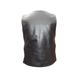 Chaleco de moto de Estilo Vintage ajustado con cremalleras largas para hombre, chaleco negro de piel de vaca PU transpirable a la moda para motociclistas - Product Image 2