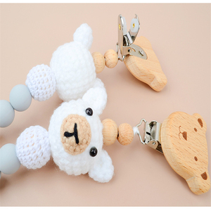 ห่วงโซ่จุกนมปลอมสำหรับเด็กทำมือออกแบบได้เองรูปหมีโครเชต์ - Product Image 5