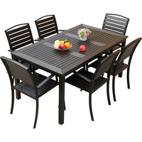 Nouvelle collection de meubles en alliage d'aluminium, table et chaises de jardin modernes pour balcon, pique-nique, meubles d'extérieur en plastique et en bois