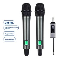 Microphone sans fil UHF à fréquence réglable, anti-sifflement, carte son en direct, plug-and-play, carte son multifonctionnelle en métal