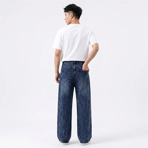 Jeans de Mezclilla de Cintura Baja, Corte Recto, Lavado Claro, Estilo Casual para Hombre, Algodón Ecológico, Corte Holgado, Tela de Peso Medio, Estilo Otoñal - Product Image 4
