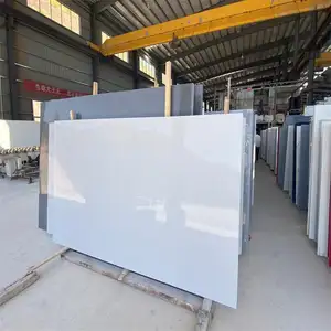 中国批发背景大石低二氧化硅白色人造石英石平板单板