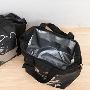 Sac isotherme réutilisable de haute qualité, style vintage noir, pour livraison de repas, pique-niques en plein air, ou déjeuner au bureau. - Product Image 3