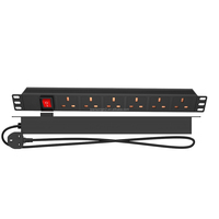 PDU (Power Distribution Unit) 1U 19 Pollici (Quadro di Distribuzione) Modulare a 6 Vie 10A IP20 con Opzioni Spina UK per Armadio di Rete Data Center