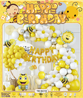 Ensembles de ballons d'abeille couleur Latex Kit d'arche de guirlande jaune or noir fournitures de décorations de fête d'anniversaire joyeux