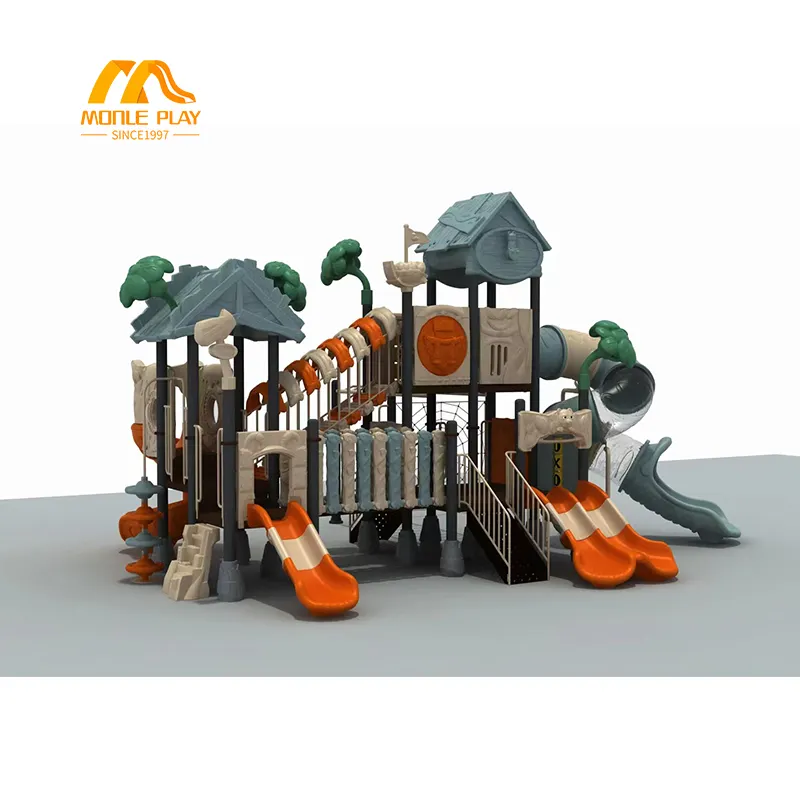 Equipamento de playground pré-escolar para crianças e jogos de slides de plástico para o jardim de infância