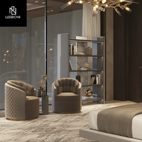 Fauteuil pivotant de salon en cuir, style nordique moderne, pour hôtel, avec accents anciens