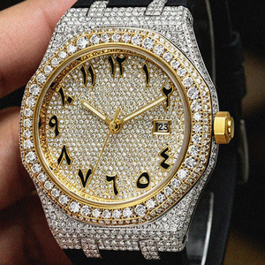 Luxury VVS Moissanite Watch, Mechanical Movement Men Full Diamond Inlaid, 5ATM <b>Waterproof</b> 42mm Dial Luminous Hands Unisex - Product Image 4