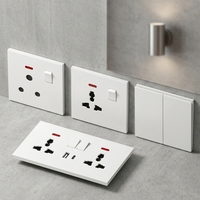 KSQ - Enchufe de Pared Universal Estándar de Plástico Blanco Ultrafino de 6 mm con Interruptor de Luz y Puerto USB de 13 A para Hogar, Oficina y Hotel
