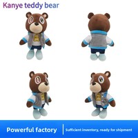 Boneka Beruang Teddy Gaya Kanye Baru Super Lembut 31cm-50cm Mainan Plush Trendi untuk Bayi