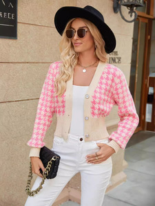 <span class=keywords><strong>Cardigan</strong></span> lavorato <span class=keywords><strong>a</strong></span> maglia con motivo <span class=keywords><strong>a</strong></span> spina di pesce in maglia Jacquard maniche larghe <span class=keywords><strong>a</strong></span> lanterna maglione con scollo <span class=keywords><strong>a</strong></span> V - Product Image 4