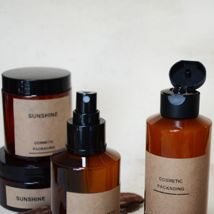 100ml 150ml 200ml hổ phách rỗng bao bì mỹ phẩm cosmet Set tái chế chai nhựa với bơm cho mỹ phẩm - Product Image 4