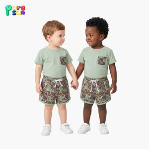 ピュアサン プロフェッショナルデザイン 迷彩柄 子供服セット 半袖 カスタム キッズ服 コットン 男の子服セット - Product Image 1