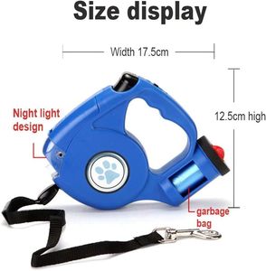Factory Wholesale Luxury Nylon Multifunctional 5M <b>LED</b> Automatic Dog Pull <b>Rope</b> Strap with Poo Bag - Product Image 4