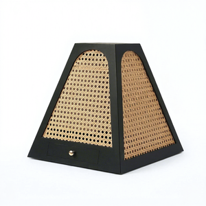 Brûleur d'encens géométrique en bambou, diffuseur aromatique, cadre noir, panneau en rotin, utilisation toute saison, décoration intérieure, Ramadan, Aïd, nouvelle arrivée - Product Image 1