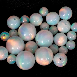 Lot de perles percées au centre d'opale éthiopienne blanche de super qualité avec des perles percées lisses de forme ronde de taille multiple à vendre - Product Image 3